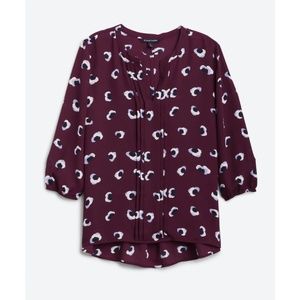 41 Hawthorne Maurry Pleat Detail Split Neck Blouse 1X